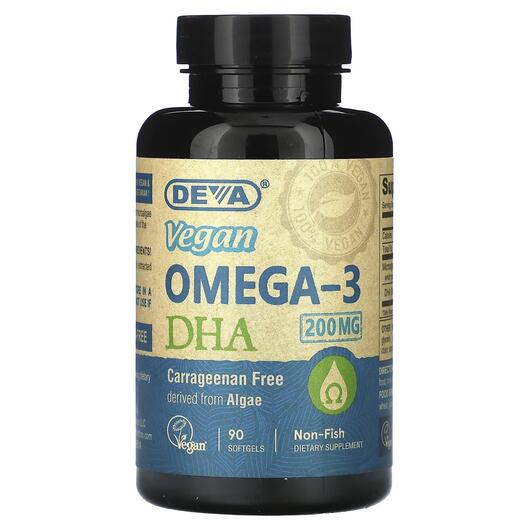 Основне фото товара Deva, Vegan Omega-3 DHA, Веганська Омега-3 DHA, 90 капсул