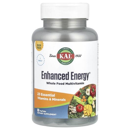 Основне фото товара Enhanced Energy Once Daily Whole Food Multivitamin, Залізо, 60 та