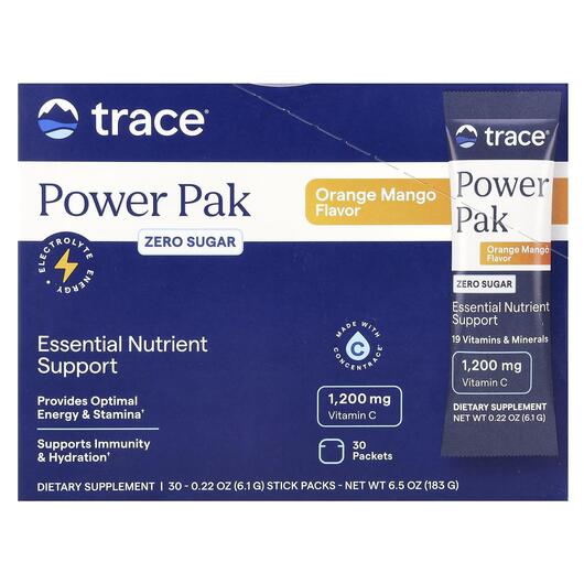 Основне фото товара Trace, PowerPak Orange Mango, Електроліти, 30 шт