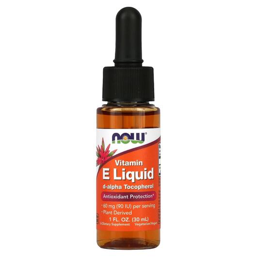 Основне фото товара NOW, Vitamin E Liquid 60 mg 90 IU, Вітамін E Токофероли, 30 мл