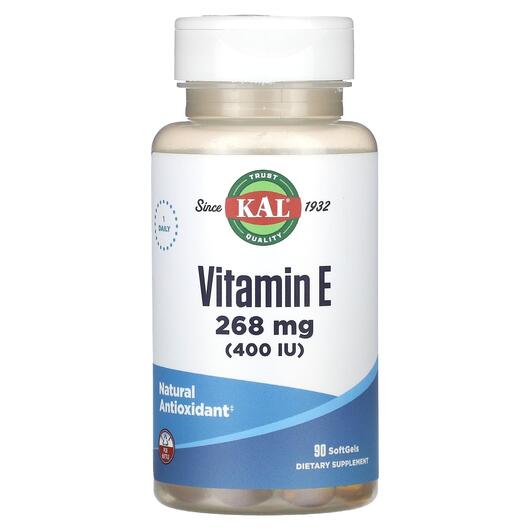 Основне фото товара KAL, Vitamin E 268 mg 400 IU, Вітамін E Токофероли, 90 SoftGels