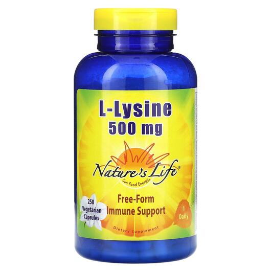 Основне фото товара Natures Life, L-Lysine 500 mg, L-Лізин, 250 капсул