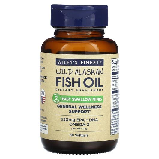 Основне фото товара Wild Alaskan Fish Oil Easy Swallow Minis 450 mg, Омега 3, 60 капс