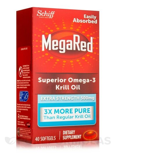 Основне фото товара MegaRed Superior Omega-3 Krill Oil 500 mg Extra, Омега 3, 40 капс
