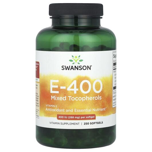 Основне фото товара Swanson, E 400 IU Mixed Tocopherols, Вітамін E, 250 капсул
