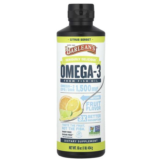 Основне фото товара Seriously Delicious Omega-3 Fish Oil Citrus Sorbet, Омега 3, 454 