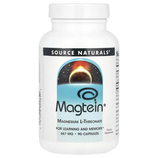 Основне фото товара Magtein Magnesium L-Threonate, Магній і L-Треонат 667 мг, 90 капс