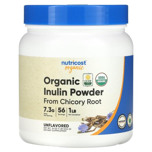 Основне фото товара Organic Inulin Powder From Chicory Root Unflavored, Інулін, 454 г