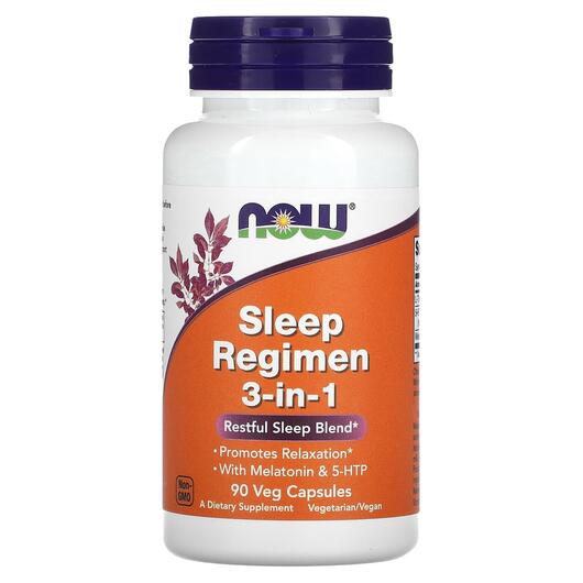 Основне фото товара NOW, Sleep Regimen 3-in-1, Мелатонін, 90 капсул