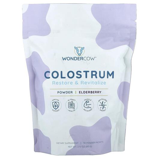 Основне фото товара Wondercow, Colostrum Powder Elderberry, Колострум, 30 шт