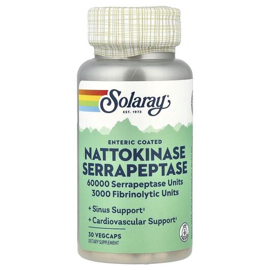 Основне фото товара Solaray, Nattokinase Serrapeptase, Наттокіназа, 30 капсул