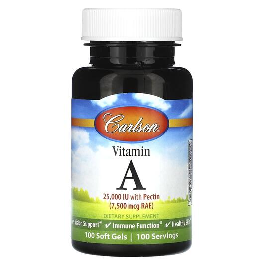 Основне фото товара Vitamin A 7500 mcg RAE 25000 IU, Вітамін А Ретінол, 100 капсул
