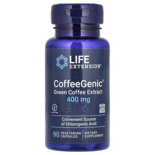 Основне фото товара CoffeeGenic Green Coffee, Екстракт зеленої кави 400 мг, 90 капсул