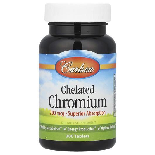 Основне фото товара Carlson, Chelated Chromium 200 mcg, Хром 200 мкг, 300 таблеток