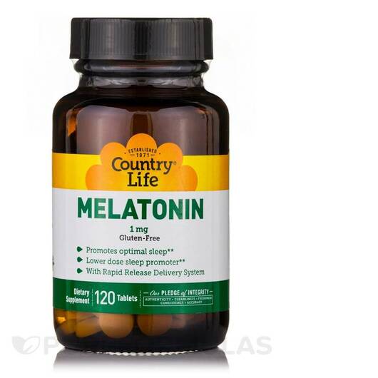 Основне фото товара Country Life, Melatonin 1 mg, Мелатонін, 120 таблеток