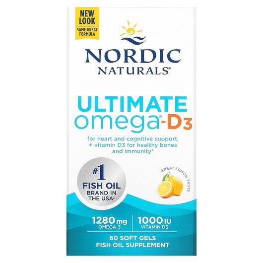 Основне фото товара Ultimate Omega-D3, Вітамін D3 Холекальциферол, 60 капсул