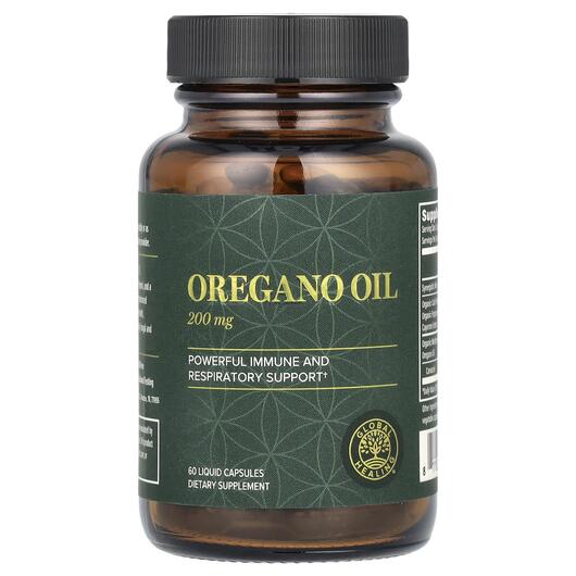 Основне фото товара Global Healing, Oregano Oil 200 mg, Олія орегано, 60 капсул