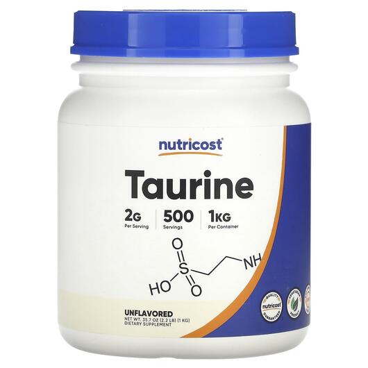 Основне фото товара Nutricost, Taurine Powder Unflavored, L-Таурин, 1 кг