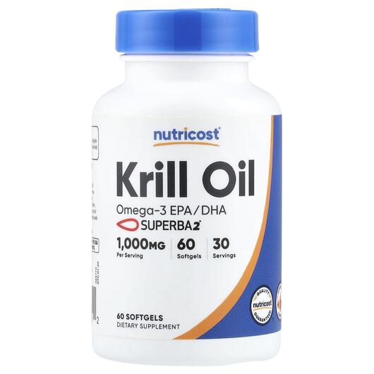 Основное фото товара Nutricost, Масло Антарктического Криля, Krill Oil, 60 капсул
