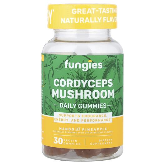 Основне фото товара Cordyceps Mushroom Daily Gummies Mango, Гриби Кордицепс, 30 табле