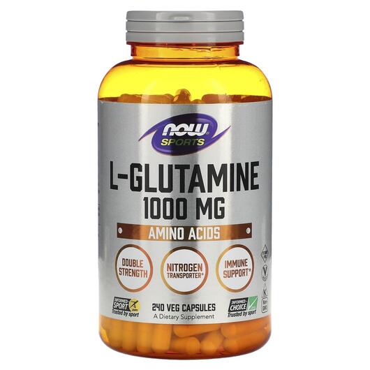 Основне фото товара NOW, L-Glutamine Double Strength, L-Глутамін 1000 мг, 240 капсул