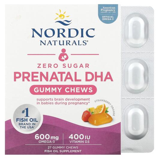 Основне фото товара Zero Sugar Prenatal DHA Strawberry, Вітаміни для вагітних, 27 Gum