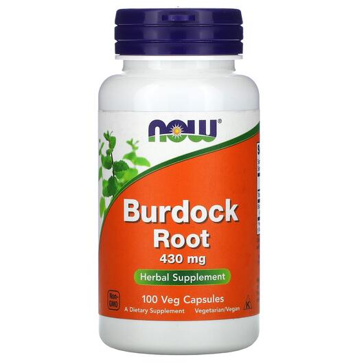 Основне фото товара NOW, Burdock Root 430 mg, Корінь лопуха 430 мг, 100 капсул