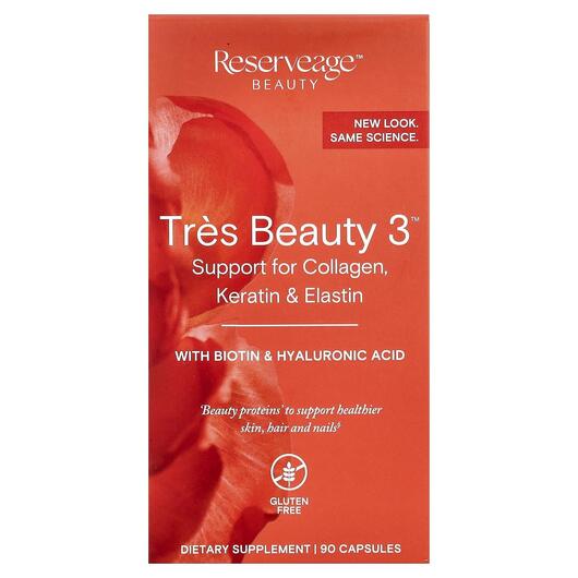 Основне фото товара ReserveAge Nutrition, Tres Beauty 3, Вітамін B7 Біотин, 90 капсул