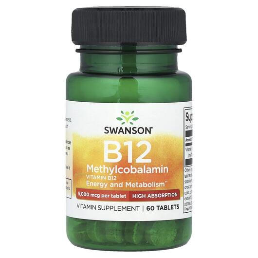 Основне фото товара Swanson, B12 5000 mcg, Вітамін B12 Метилкобаламін, 60 таблеток