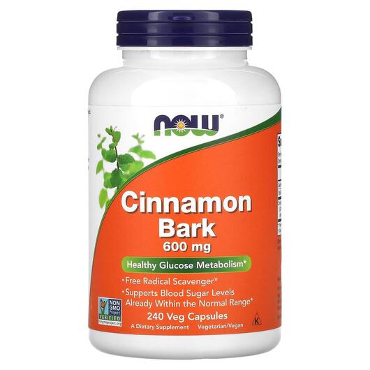 Основне фото товара NOW, Cinnamon Bark 600 mg, Кориця Кора 600 мг, 240 капсул