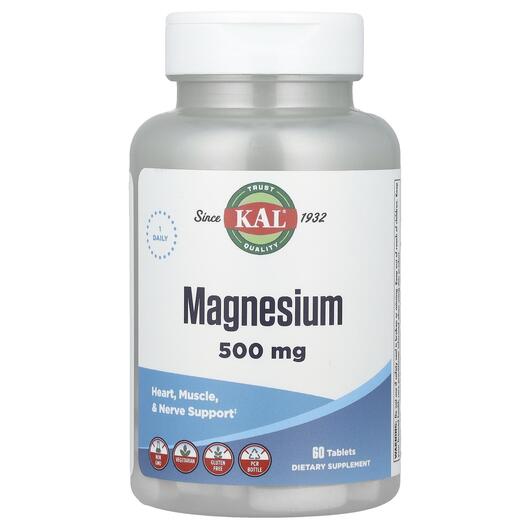 Основне фото товара KAL, Magnesium 500 mg, Магній 500 мг, 60 таблеток