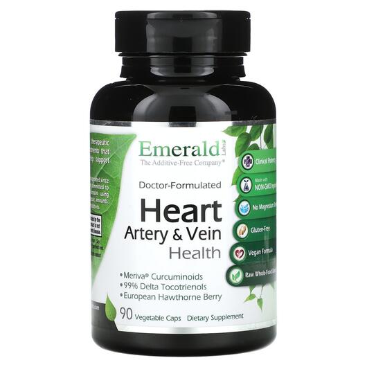 Основне фото товара Emerald, Heart Artery & Vein Health, Кардіо комплекс, 90 капс