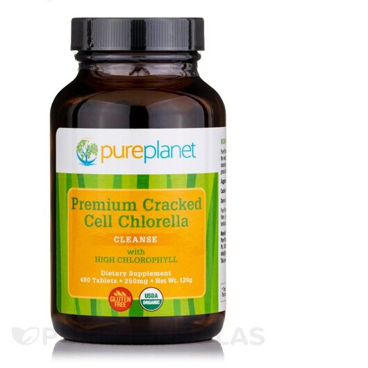 Основне фото товара Organic Premium Cracked Cell Chlorella 250 mg, Хлорела, 480 табле
