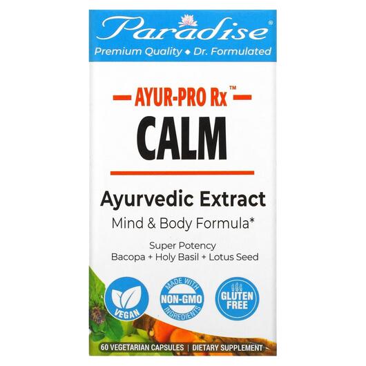 Основне фото товара Paradise Herbs, AYUR Pro Rx Calm, Підтримка стресу, 60 капсул