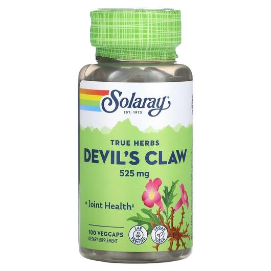 Основне фото товара Solaray, Devil's Claw 525 mg, Кіготь диявола 525 мг, 100 кап
