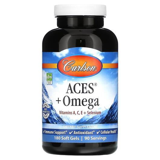 Основне фото товара Carlson, ACES + Omega, Омега 3, 180 капсул