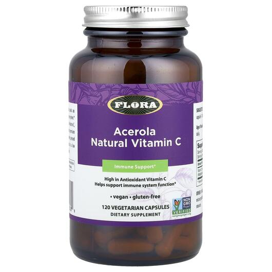 Основне фото товара Flora, Acerola Natural Vitamin C, Ацерола, 120 капсул