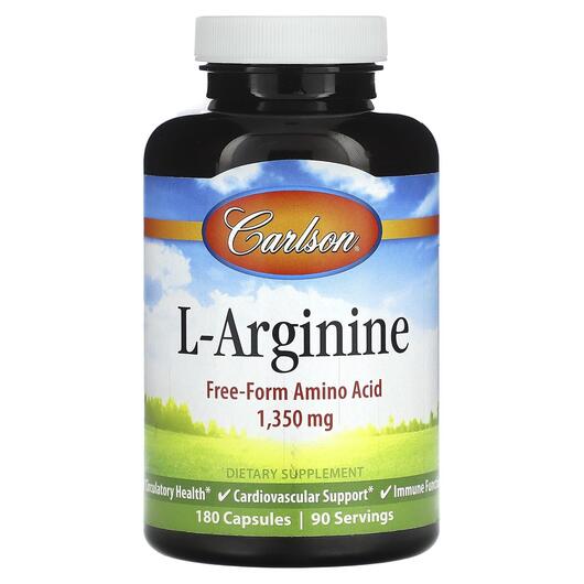 Основне фото товара Carlson, L-Arginine 1350 mg, L-Аргінін, 180 капсул