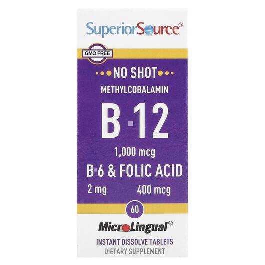 Основне фото товара Methylcobalamin B-12 B-6 & Folic Acid, Метилкобаламін B12, 60