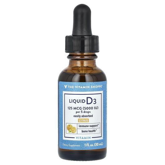 Основне фото товара Liquid Vitamin D3 Citrus 125 mcg, Вітамін D3 Холекальциферол, 30 