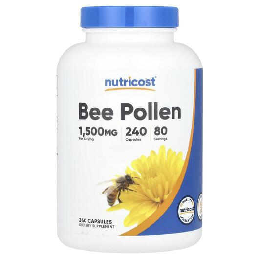 Основне фото товара Nutricost, Bee Pollen 1500 mg, Бджолиний пилок, 240 капсул