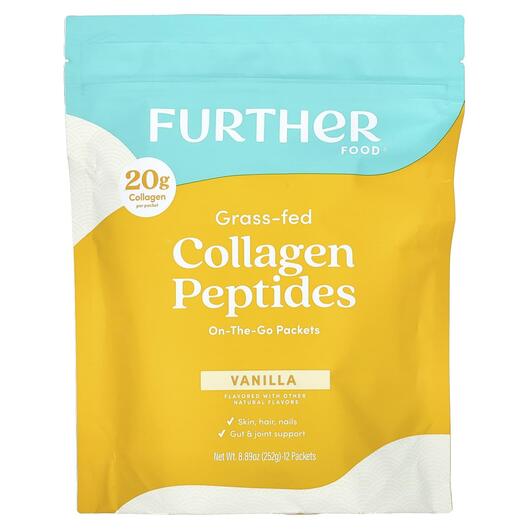 Основне фото товара Further Food, Grass-Fed Collagen Peptides Vanilla, Колаген, 12 шт