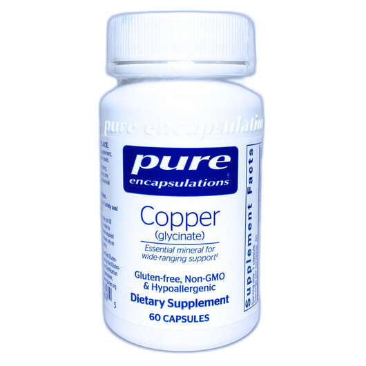 Основне фото товара Pure Encapsulations, Copper Glycinate, Гліцинат Міді, 60 капсул