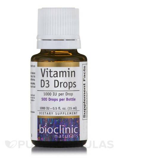 Основне фото товара Vitamin D3 Drops 1000 IU, Вітамін D3 Холекальциферол, 15 мл