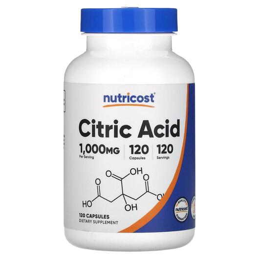 Основне фото товара Nutricost, Citric Acid 1000 mg, Лимонна кислота, 120 капсул