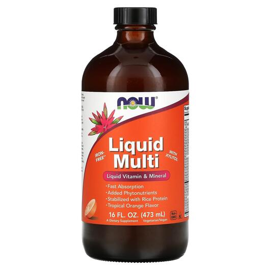 Основне фото товара NOW, Liquid Multi Tropical Orange, Вітаміни, 473 мл