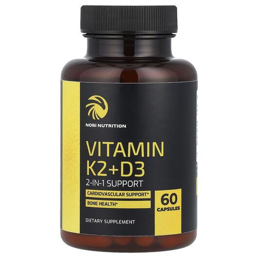 Основне фото товара Nobi Nutrition, Vitamin K2 + D3, Вітамін K2, 60 капсул