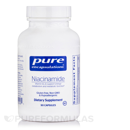 Основне фото товара Pure Encapsulations, Niacinamide, Ніацинамід, 90 капсул
