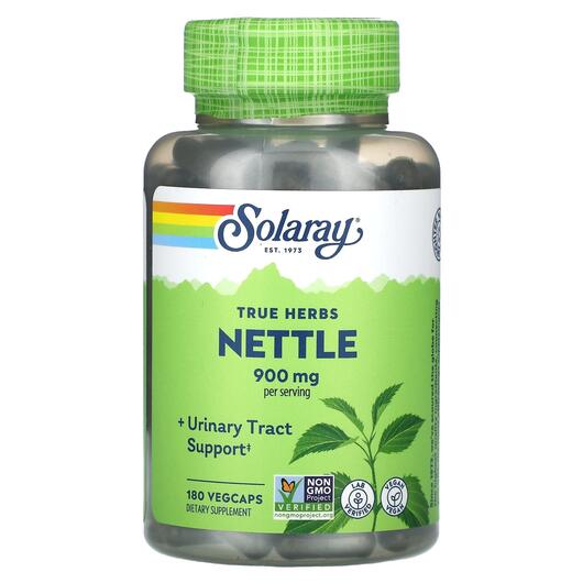 Основне фото товара Solaray, True Herbs Nettle 900 mg, Кропива, 180 капсул