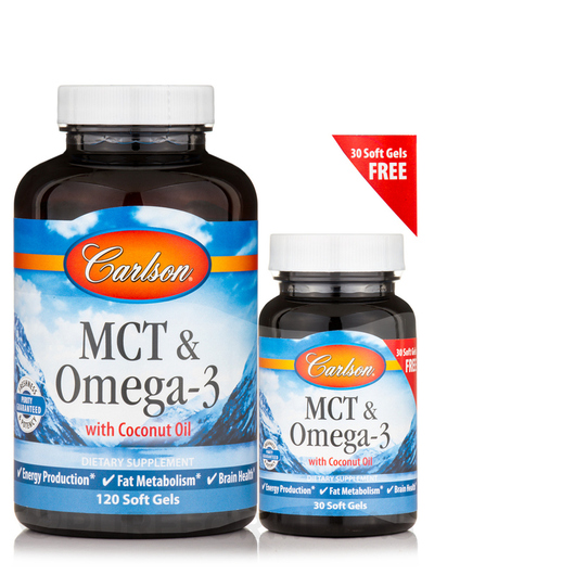 Основне фото товара MCT & Omega-3 with Coconut Oil 120 +, MCT Олія, 30 капсул